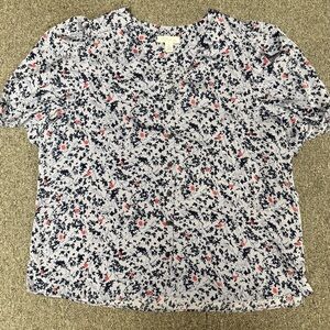 Nordstrom Blue and Pink Floral Blouse